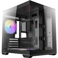 Various Antec CX60M ARGB Mini Tower Micro ATX Gaming Case, Black with Tempered Glass Panels, Dual Chamber Design, Vertical Cooling, showcasing its sleek exterior and interior layout for gaming and PC builds.