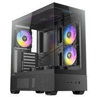Antec CX705 ARGB Gaming PC Case Mid Tower, 270° Tempered Glass, RGB Fans, ATX/Micro-ATX/ITX Compatible, USB-C, High Airflow, Black