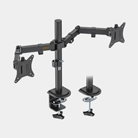 VonHaus Dual Monitor Stand for 13-32 Inch Screens, Twin Monitor Mount with Desk Clamp, Height Adjustable, Easy Assemble Stand with Full Tilt