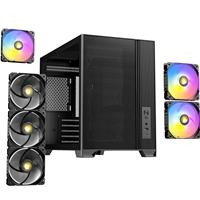Various Antec FLUX M Mini Tower PC Case - Tempered Glass, Steel/Plastic, 6 PWM Fans, USB-C, Micro-ATX/ITX Compatibility, shown with side panels and LED fans for gaming and compact builds