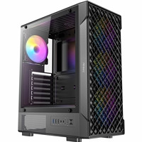 Antec VX320 ARGB Mid-Tower Gaming PC Case - Pre-Installed 4 x 120mm ARGB Fans, Tempered Glass Side Panel