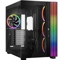 Various be-quiet! Light Base 900 FX, Black, Full Tower E-ATX Case with Massive ARGB LED Strip and Full Windowed Design, showcasing its sleek black exterior and vibrant RGB lighting.