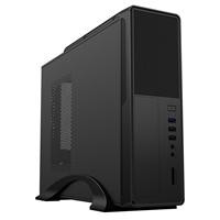 Various CiT S014B Thin Client Micro ATX Black Case with 300W PSU, front view showing USB 3.0 and USB 2.0 ports and sleek design