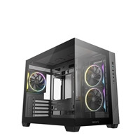 DeepCool CG330 3F ARGB Dual-Chamber Micro-ATX Tower Case, Tempered Glass Panels, 3 x 120mm ARGB Fans, USB 3.0, ITX/Micro-ATX, Black