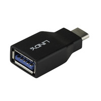 LINDY 41899 USB Adapter, USB 3.2 Type-C (M) to USB 3.2 Type-A (F), Adapter, Black, Supports Data Transfer Speeds up to 10Gbps