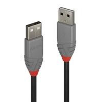 Various Lindy 36693 2m USB-A (M) 2.0 Anthra Line 480Mbps Cable - Black, image showing a black USB-A male to USB-A male cable with gray connectors and red accents.