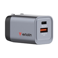 Verbatim (32200) GNC-35 GaN Charger 35W with 1 x USB-C PD 35W / 1 x USB-A QC 3.0 (EU/UK/US)