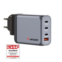 Verbatim (32202) GNC-100 GaN Charger 100W with 2 x USB-C PD 100W / 1 x USB-C PD 65W / 1 x USB-A QC 3.0 (EU/UK/US)