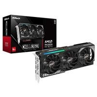 Various ASRock AMD Radeon RX 9070 Challenger OC 16GB GDDR6 Graphics Card, image showing the high-performance graphics card with triple fans, RGB lighting, and detailed features.