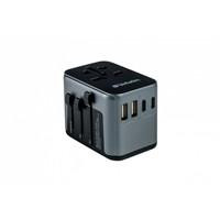 Various Verbatim (49545) UTA-03 Universal Travel Adapter, compact black travel power adapter with multiple USB ports including USB-C PD 30W, QC 3.0, 2 x USB-C, and 2 x USB-A for versatile charging