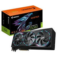 Gigabyte NVIDIA GeForce RTX 5080 AORUS MASTER 16GB GDDR7 Graphics Card, 10752 CUDA Cores, 2805 MHz Core Clock, Triple Fan, RGB