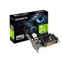 Various Gigabyte NVIDIA GeForce GT 710 2GB DDR3 Low Profile Graphics Card, image showing the graphics card with a single fan, DVI-D, D-Sub, and HDMI ports, and 954 MHz core clock.