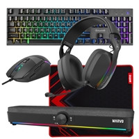 Marvo Scorpion 6-Product Gaming & Streaming Bundle featuring Gaming Keyboard, Programmable USB Mouse, Non-Slip Mousepad