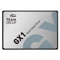 Various Team GX1 (T253X1240G0C101) 240GB 2.5 Inch SSD, Sata 3 Interface, Read 500MB/s, Write 400MB/s, 3 Year Warranty, SSD storage device with a sleek rectangular design.