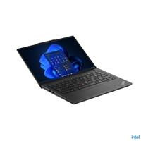 Various Lenovo ThinkPad E14 G5 Laptop, 14 Inch IPS display showing blue digital graphics, Intel Core i5-1335U 13th Gen Processor, 8GB RAM, 256GB SSD, Intel Iris Xe Graphics, sleek black design.