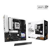 Various ASRock A620AM Pro RS WiFi AMD Socket AM5 Motherboard, black motherboard with multiple DDR5 RAM slots, three M.2 slots, 2.5GbE LAN port, Wi-Fi 6E module, HDMI and DisplayPort outputs, and included I/O shield.