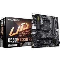 Various Gigabyte B550M DS3H R2 AMD AM4 Socket Motherboard, Micro-ATX, 4 DDR4 RAM slots, 2 M.2 SSD slots, Gigabit Ethernet LAN, DisplayPort and HDMI video outputs.
