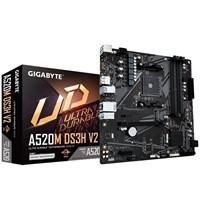 Various Gigabyte A520M DS3H V2 Ultra Durable AMD AM4 Socket Motherboard, micro-ATX form factor, featuring 4 DDR4 slots, 1 M.2 socket, and GbE LAN connection.