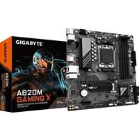 Various Gigabyte A620M GAMING X AMD AM5 Socket Motherboard, Micro-ATX with 4 DDR5 slots, 1 M.2 socket, Gigabit Ethernet LAN, DisplayPort, and HDMI ports, suitable for gaming and high-performance computing.