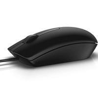 Various Dell MS116 Wired USB Mouse, black, ergonomic design with 2 buttons, 1000dpi optical tracking for precise navigation on PC, Mac, and laptops.