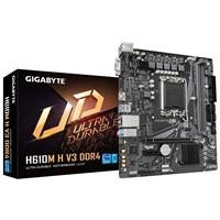Various Gigabyte H610M H V3 DDR4 Ultra Durable Intel 1700 Socket Motherboard, Micro-ATX form factor with 2 DDR4 slots, 1 M.2 socket, and GbE LAN, for reliable and efficient PC building.
