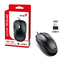 Genius DX-120 Wired USB Type-C Plug and Play Mouse, 1200 DPI Optical Tracking, 3 Button with Scroll Wheel