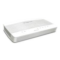 Various DrayTek V2763-K Vigor 2763 Wired SoHo Firewall VDSL/ADSL Modem Router, front view with sleek white design and multiple Ethernet ports.