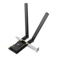Various TP-Link Archer TX20E AX1800 Wi-Fi 6 Bluetooth 5.2 PCIe Adapter, black PCIe card with dual antennas for enhanced wireless connectivity.