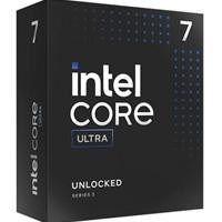 Various Intel Core Ultra 7 265K 20 Core, 20 Threads, 3.9GHz up to 5.5GHz Arrow Lake Processor LGA 1851, 36MB Cache, 125w, 250w Maximum Turbo Power, product box showing processor details.
