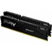 Various Kingston FURY Beast KF564C32BBEK2-32 32GB (2x 16GB) DIMM System Memory, 6400MHz, DDR5, CL32, Black, Intel XMP, AMD EXPO, shown installed in a computer motherboard.