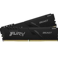 Various Kingston FURY Beast KF432C16BBK2/16 16GB (2x 8GB) DIMM System Memory, 3200MHz DDR4, CL16, Black, Intel XMP modules, front view of two black RAM sticks with white branding.