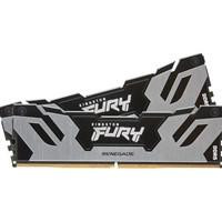 Various Kingston FURY Renegade KF572C38RSK2-32 32GB (2x 16GB) DIMM System Memory, 7200MHz, DDR5, Silver, Intel XMP, with black and silver design and branding on the RAM modules.