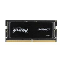 Various Kingston FURY Impact KF556S40IBK2-64 64GB (2x 32GB) SODIMM System Memory, close-up image of the RAM module showing black design with Kingston FURY Impact branding and DDR5 specifications.