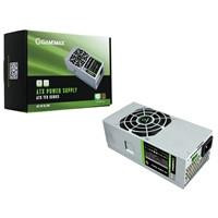 Various GameMax GT-300W 300W TFX Power Supply for Small Form Factor PCs, front and side view of the compact white PSU with active PFC and quiet 80mm cooling fan