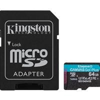 Various Kingston Canvas Go! Plus SDCG4/256GB 256GB Micro SD Card, UHS-1 (U3), with packaging and card visible in the image.