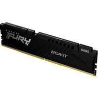 Various Kingston FURY Beast KF556C40BB-16 16GB 5600MHz DDR5 DIMM System Memory, close-up of the black RAM module with Kingston FURY Beast branding and gold contact edge.
