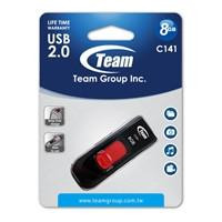 Various Team C141 8GB USB 2.0 Red USB Flash Drive, compact black and red portable data storage device with USB connector and brand logo