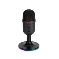 Various Marvo Scorpion MIC-06 Blast 40 USB RGB Noise Cancelling Wired Microphone in Black, front view showing the microphone with RGB lighting on the base.