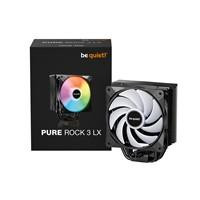 Various be quiet! Pure Rock 3 LX CPU Cooler, package with Pure Wings 3 PWM fan showing 2000RPM, 31.2dB(A) noise level at max speed, designed for 190W TDP and compatible with universal sockets.
