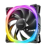 Various Antec Fusion 120mm ARGB, Black, Upto 2000RPM, 57.93CFM Airflow, 31.24dB Max, 4-pin PWM 3-pin LED, RGB PC cooling fan with colorful lighting and high airflow performance.