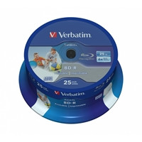 Verbatim (43811) BD-R SL Datalife 25GB 6X 25 Pack Spindle Wide Printable NO ID