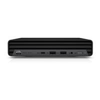 Various HP Pro Mini 400 G9 Desktop Mini, black compact computer with multiple ports on the front, including USB and audio jack, optimized for business performance.