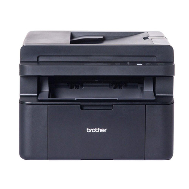 Brother DCP-L1660W Compact Mono Laser Multifunction Printer, black color, front view showing paper tray and control panel.