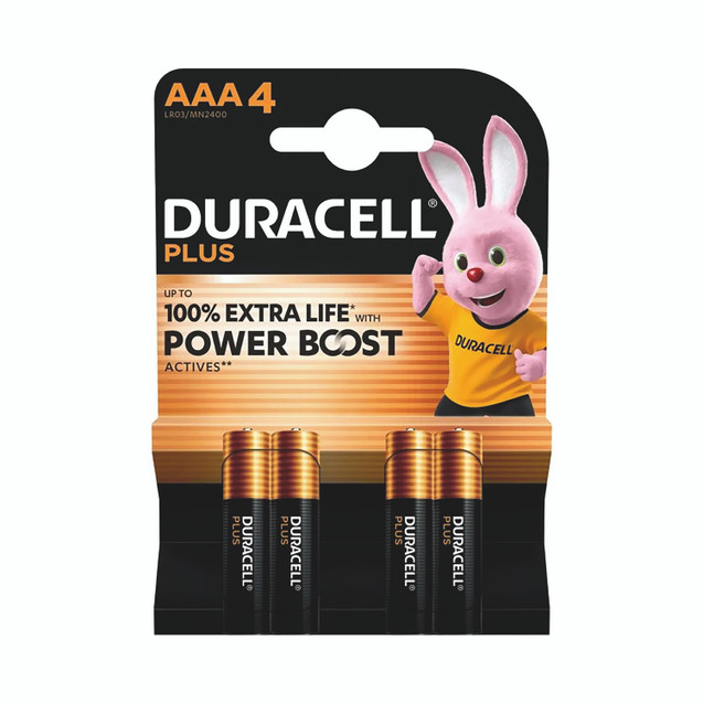 Duracell Plus Aaa Battery Alk PK4