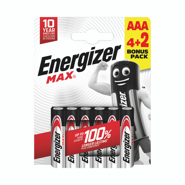 Energizer Max Aaa Battery 4+2 PK6