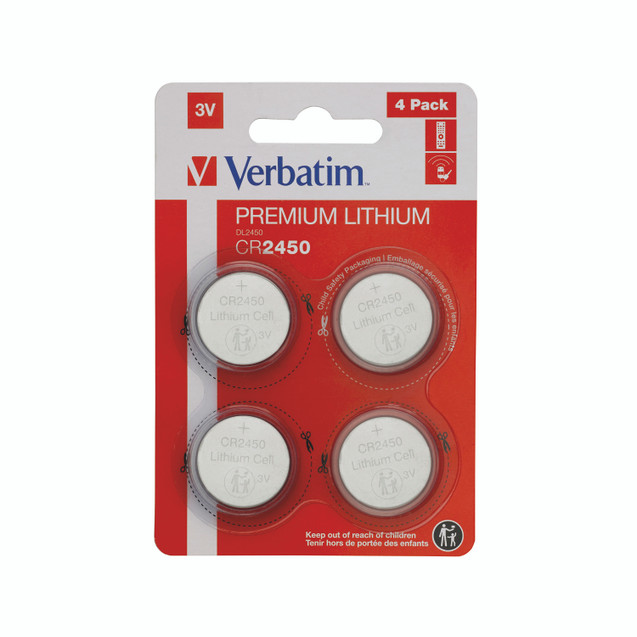 Verbatim CR2450 3V Lih Battery PK4