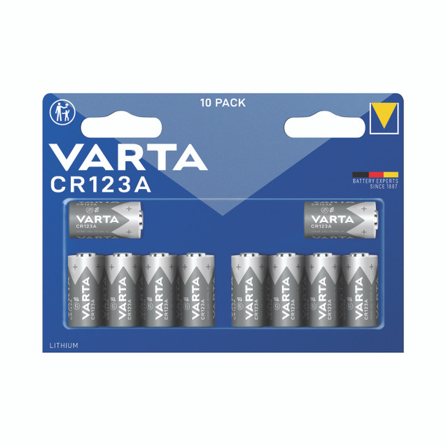 Varta CR123A Lithium Bat Cylind PK10