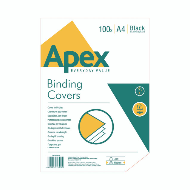 Fellowes Apex Lthrbrd Cvr BLK PK100