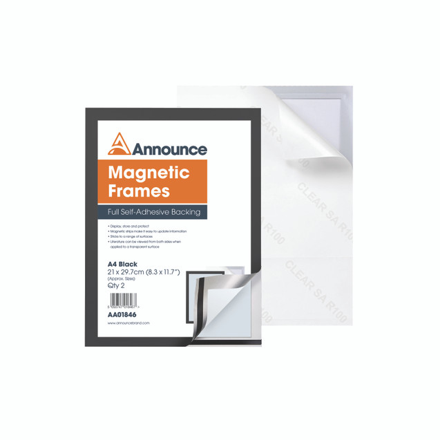 Announce Magnetic Frames A4 BLK PK2