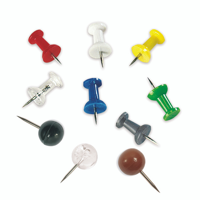 Push Pins Assorted Colours PK200